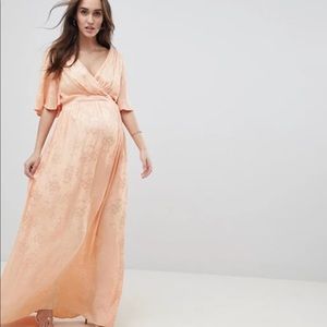 Asos Design peach maternity dress